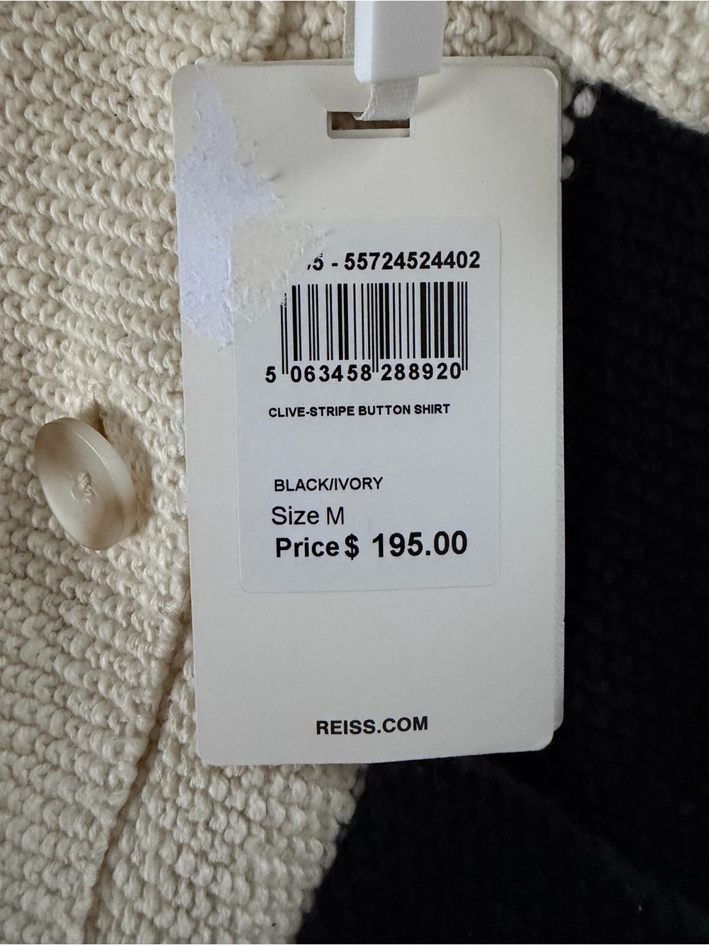 NWT Reiss | Les 100 Ciels Stripe Knit Shirt in Black/Ivory - Picture 8 of 8